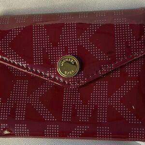 Michael Kors Red Patent MK Logo Wallet